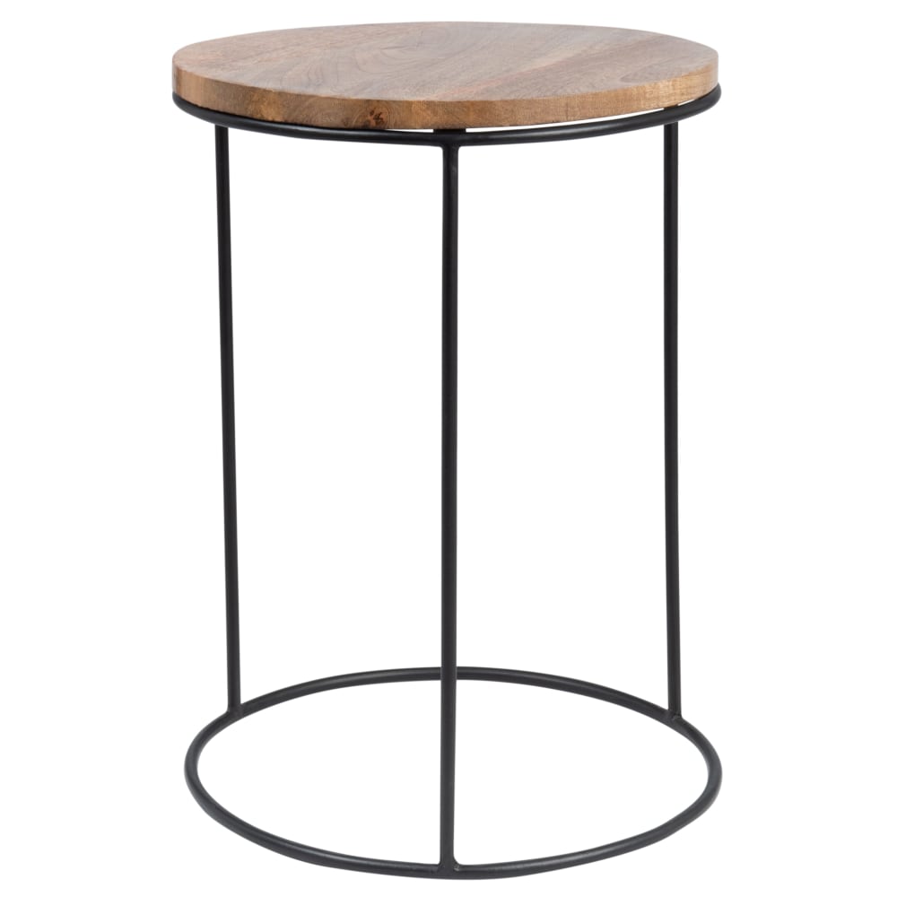 Bout de canapé métal noir et manguier