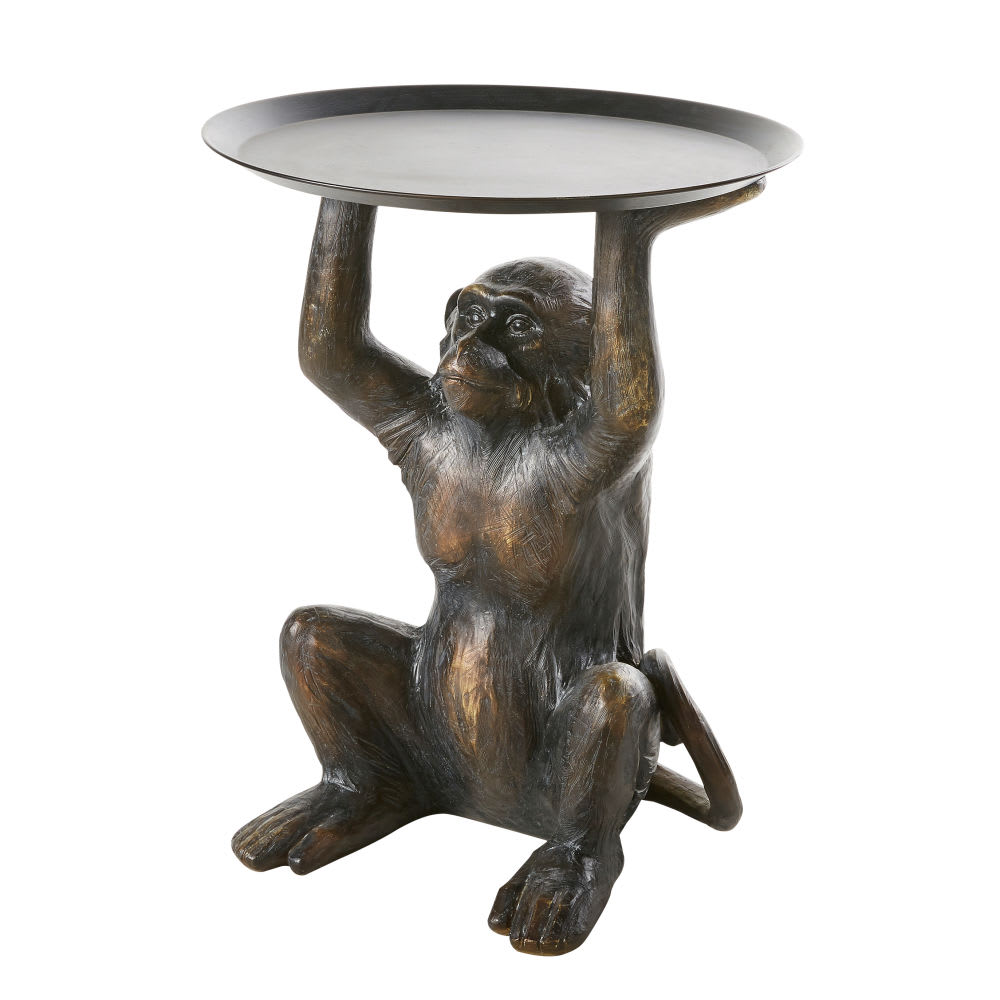 Bout de canapé singe marron