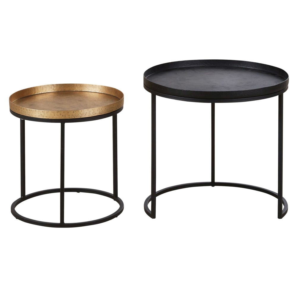 Bouts de canapé en aluminium et métal recyclé noir et doré (2)