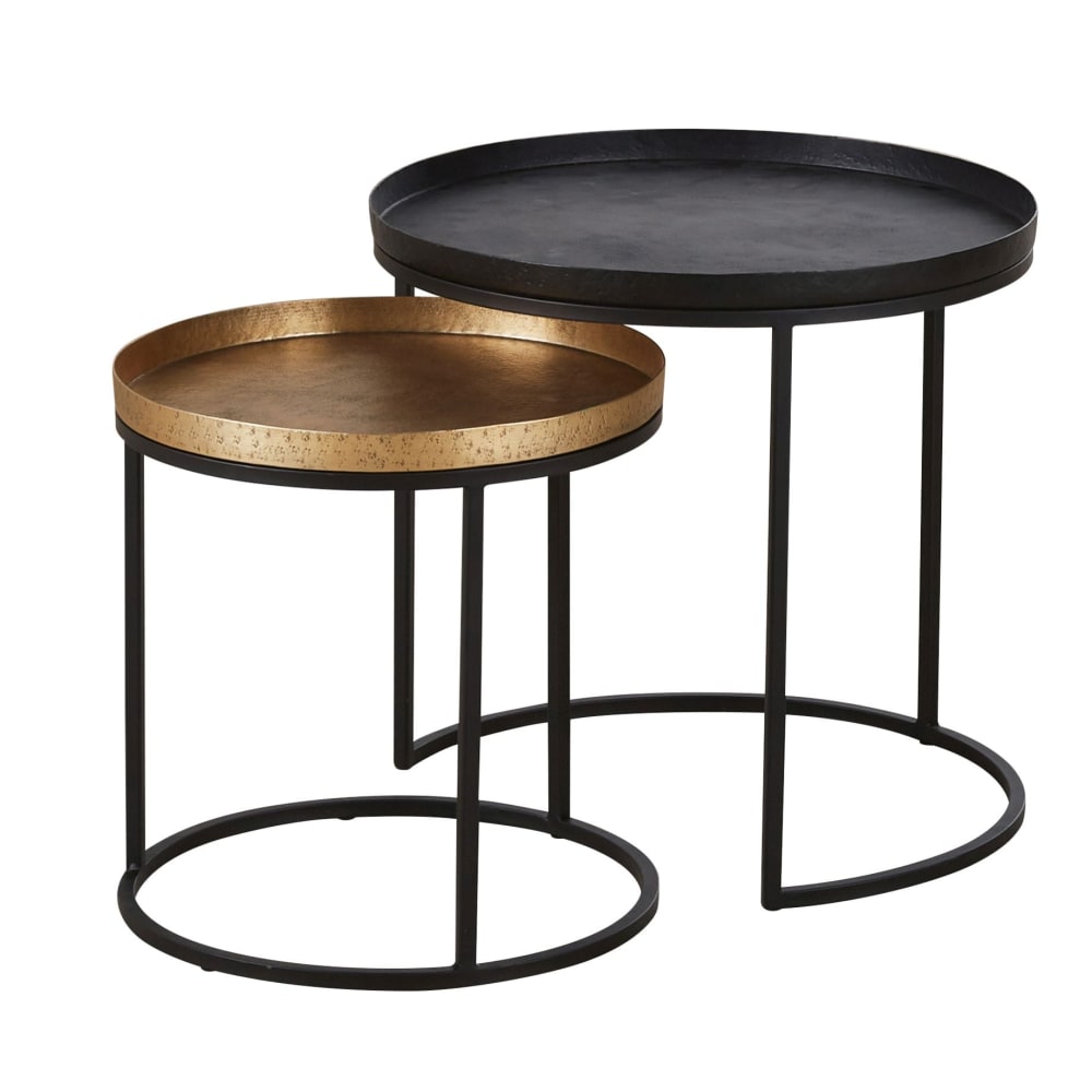 Bouts de canapé en aluminium et métal recyclé noir et doré (2)