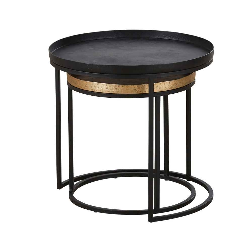 Bouts de canapé en aluminium et métal recyclé noir et doré (2)