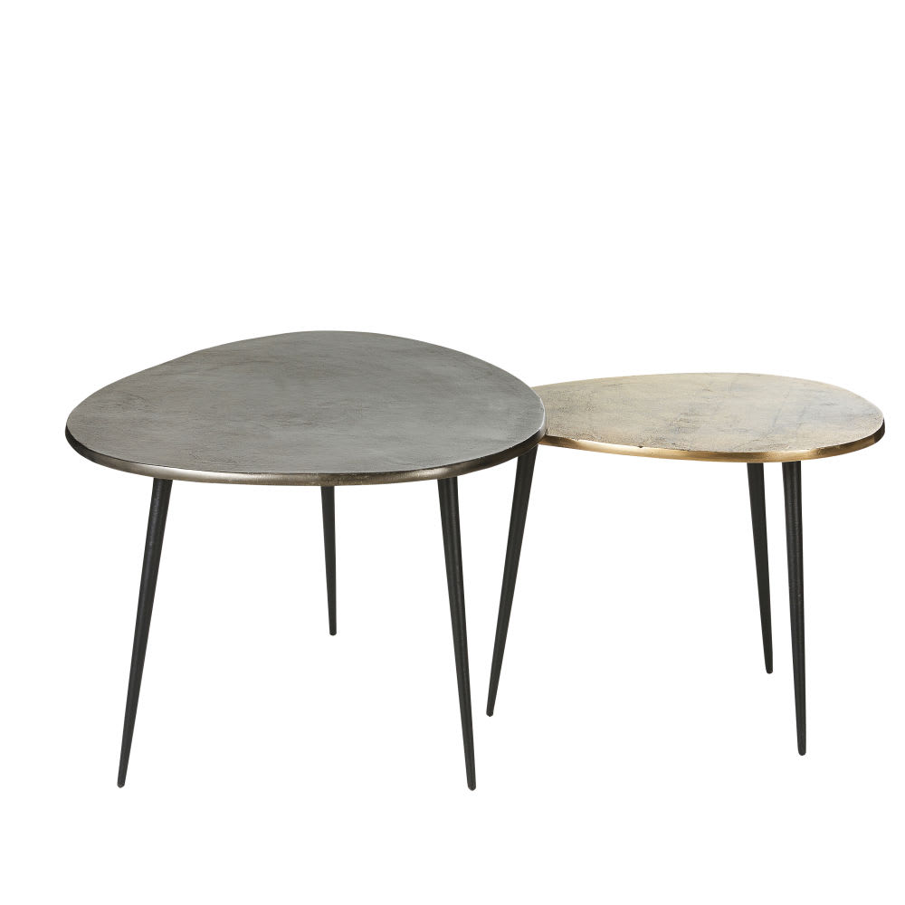 Bouts de canapé en métal noir et doré vieilli (x2) - Maisons du Monde