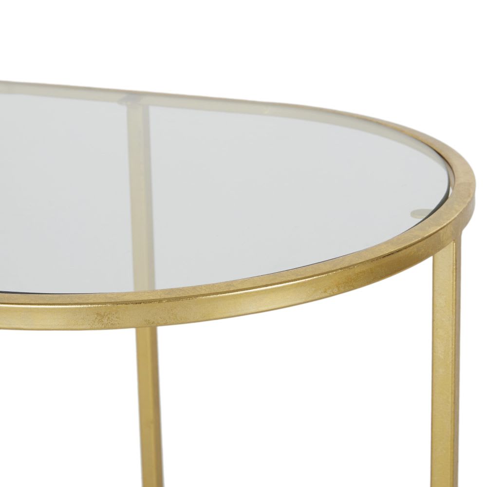 Bouts de canapé en verre et en fer doré (x2) — vue 4