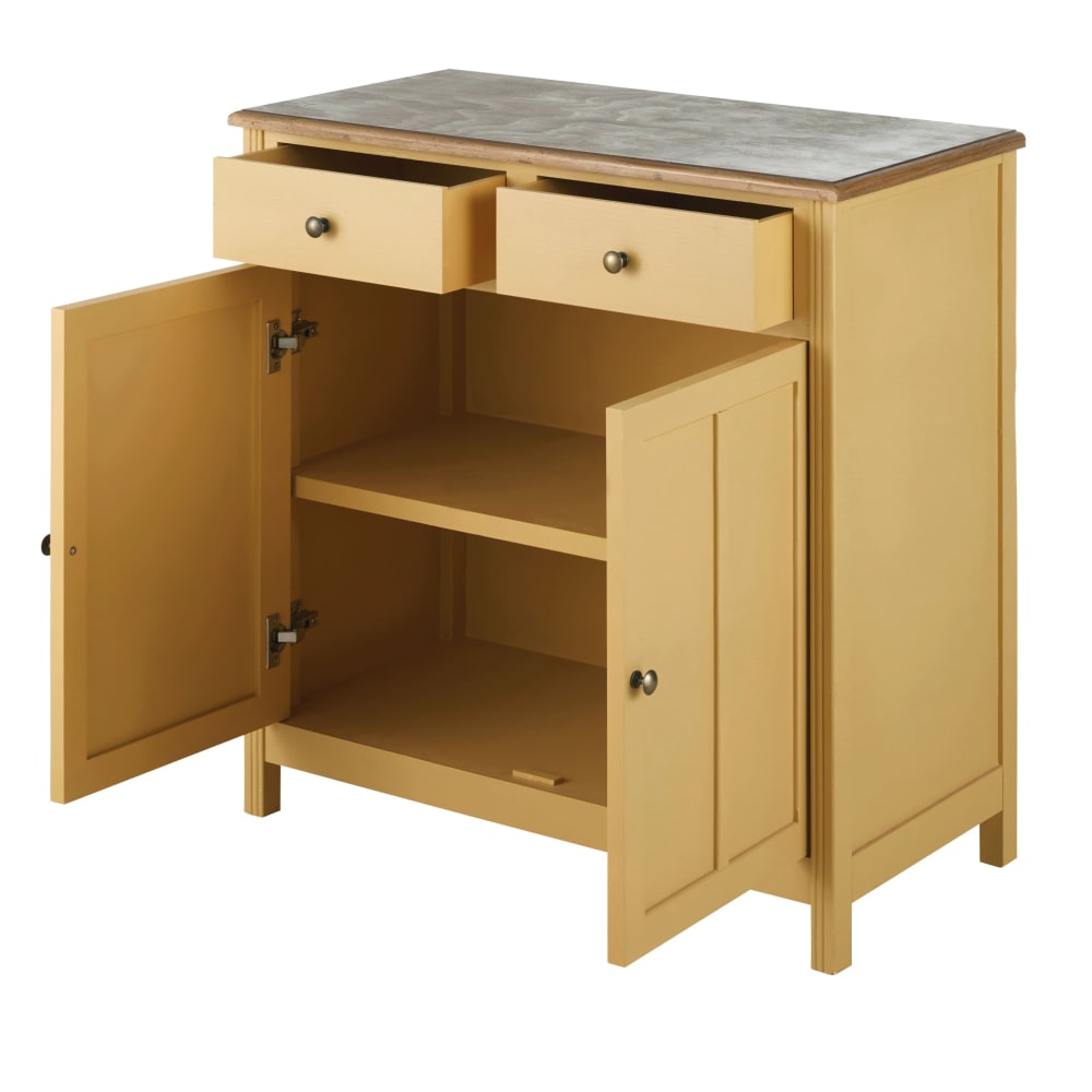 Buffet 2 portes 2 tiroirs jaune L80 - Maisons du Monde