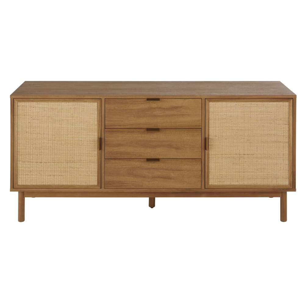 Buffet 2 portes 3 tiroirs cannage en rotin L154
