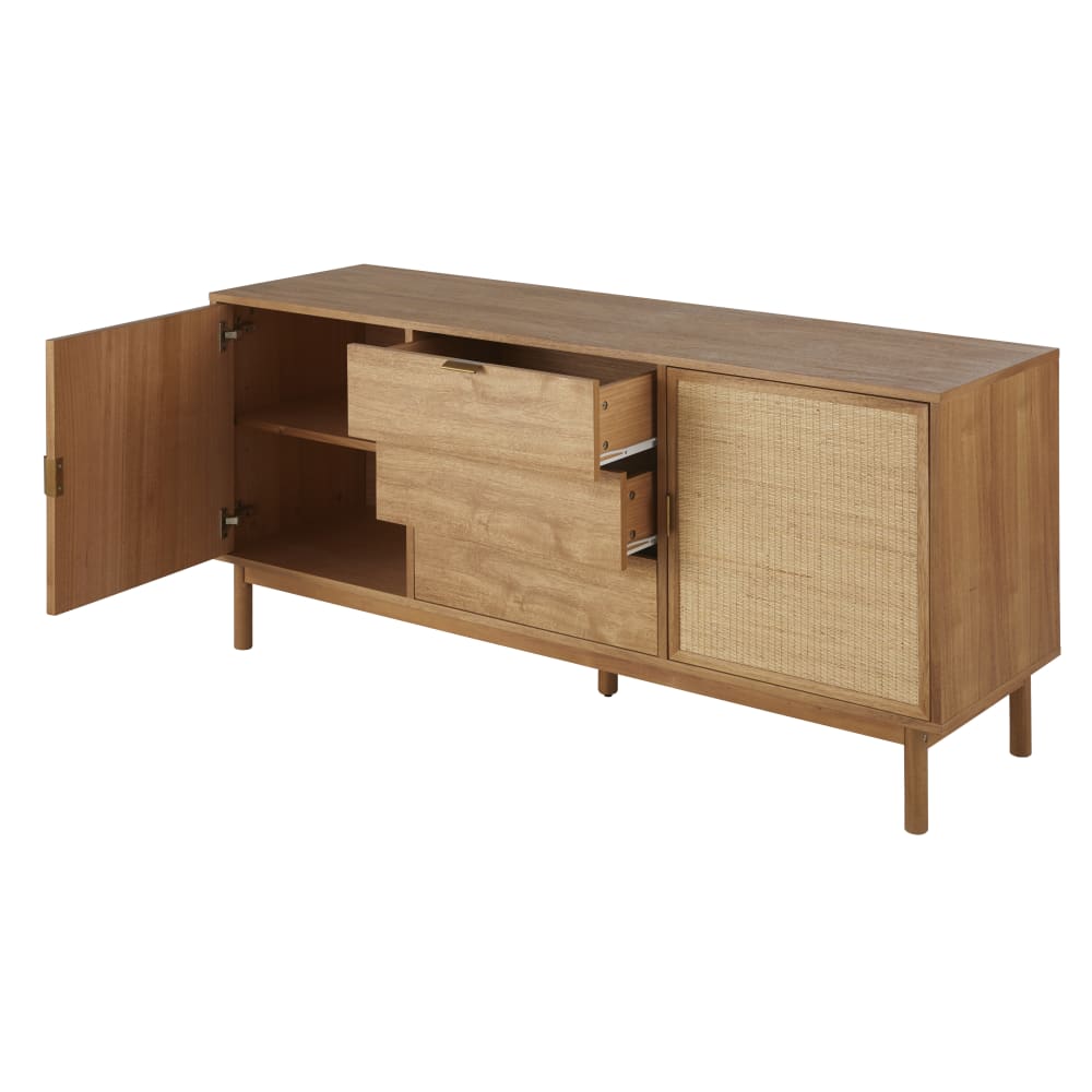 Buffet 2 portes 3 tiroirs cannage en rotin L154 — vue 3