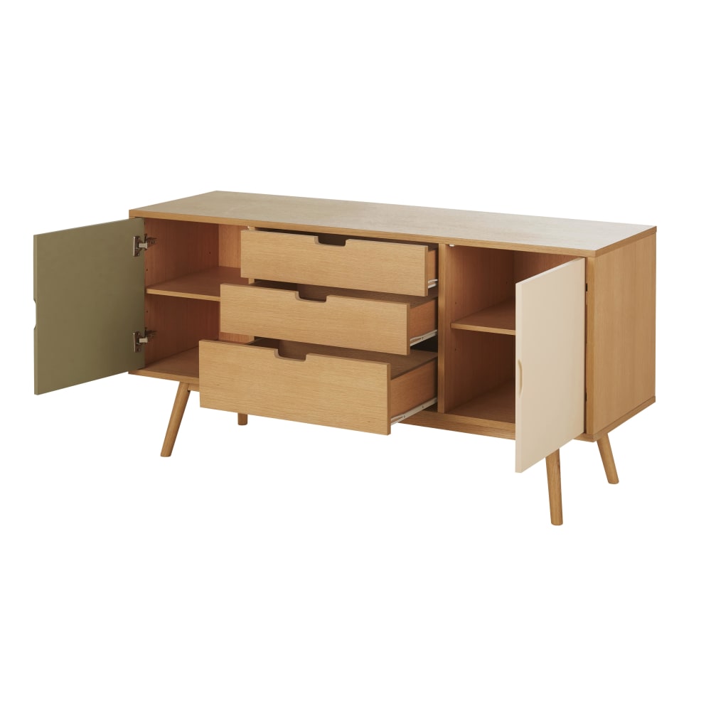 Buffet 2 portes 3 tiroirs tricolore L145 - Maisons du Monde