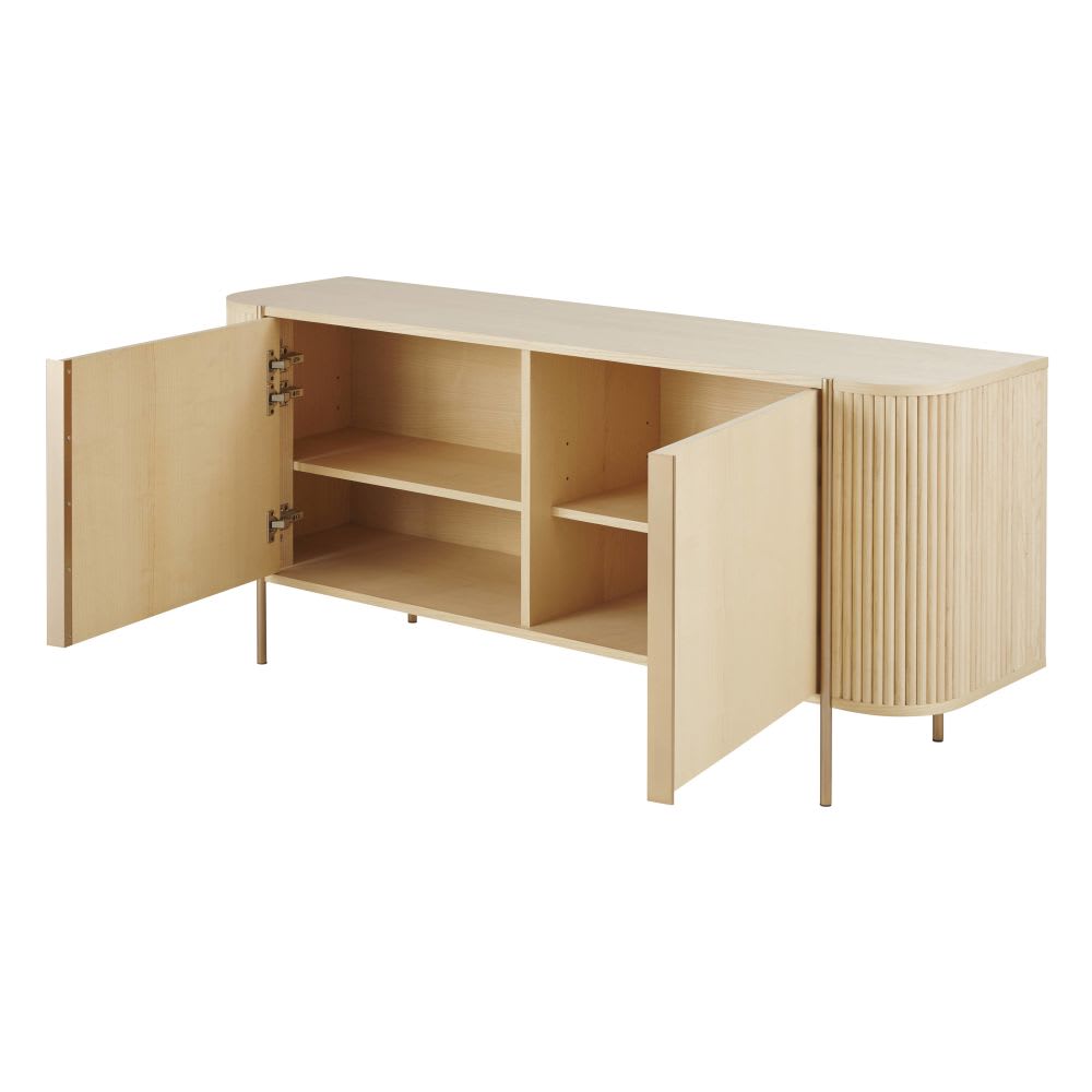 Buffet 2 portes beige et métal coloris laiton L160 - Maisons du Monde