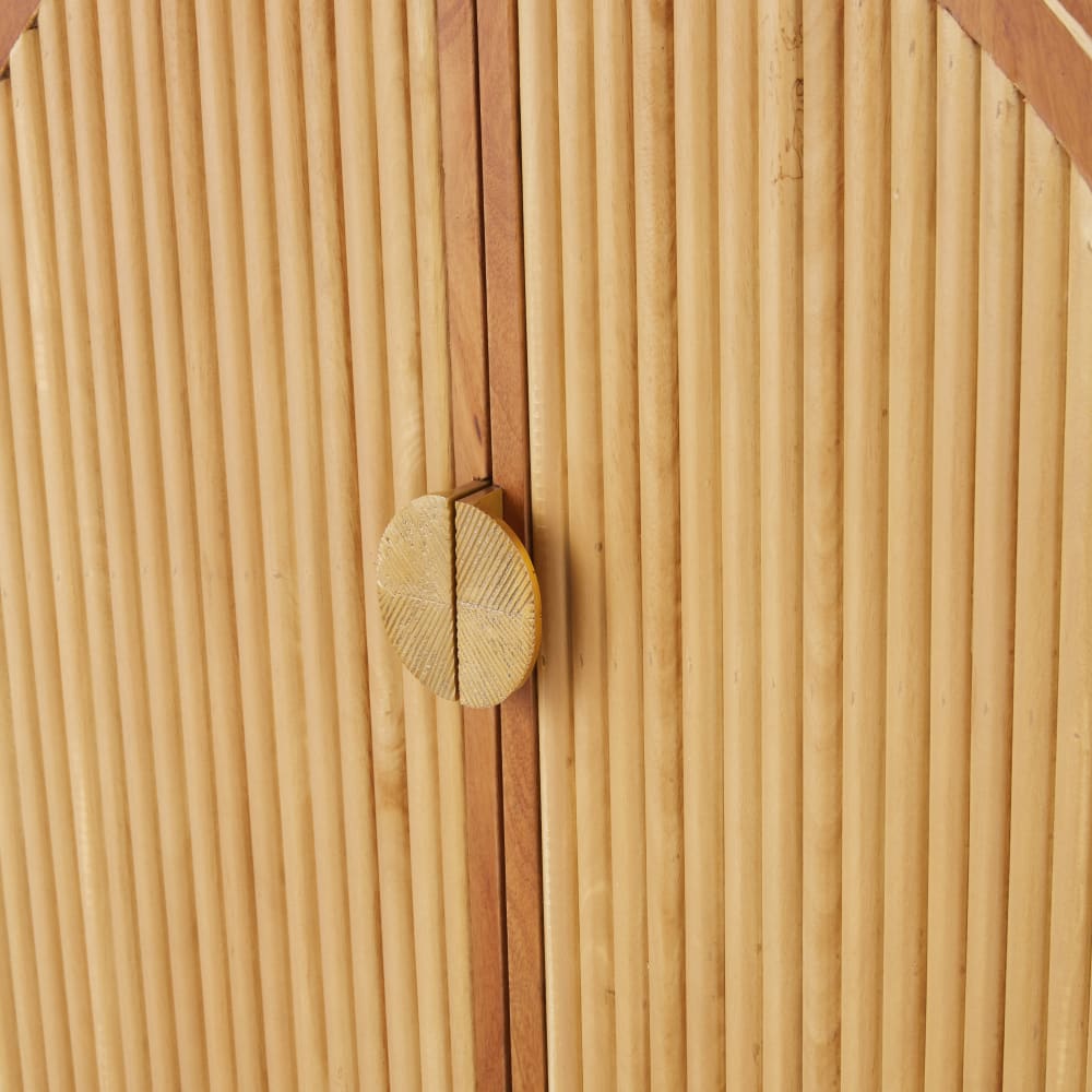 Buffet 2 portes en bois de manguier, rotin coloris laiton L100 — vue 4