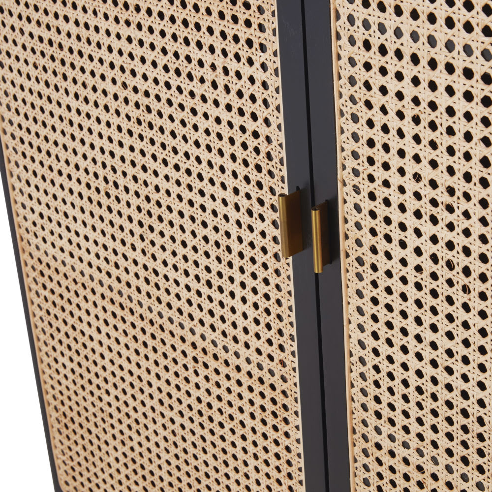 Buffet 2 portes noir cannage en rotin — vue 4
