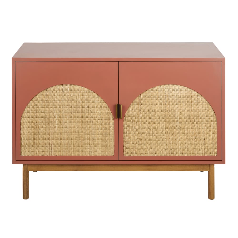 Buffet 2 portes terracotta cannage en rotin L100