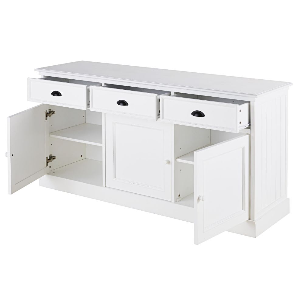 Buffet 3 portes 3 tiroirs blanc L156 - Maisons du Monde