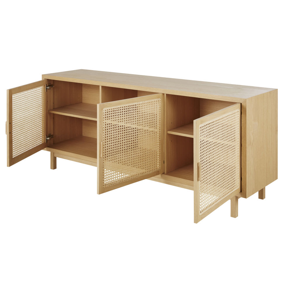 Buffet 3 portes cannage en rotin L180 - Maisons du Monde