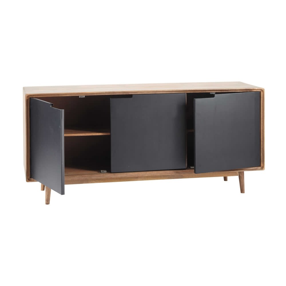 Buffet 3 portes en manguier massif et fer L160 — vue 3
