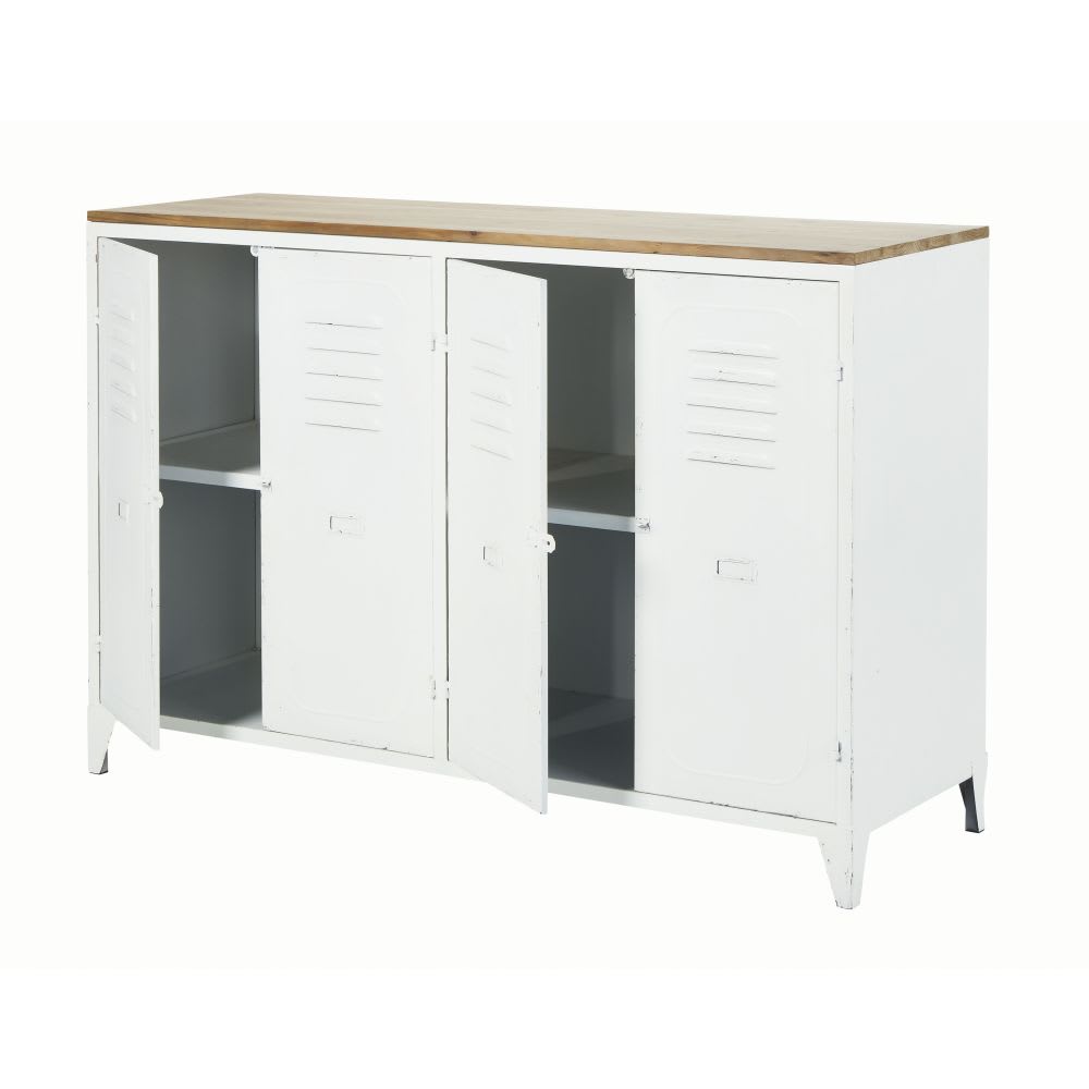 Buffet 4 portes en acier et sapin L121 — vue 4