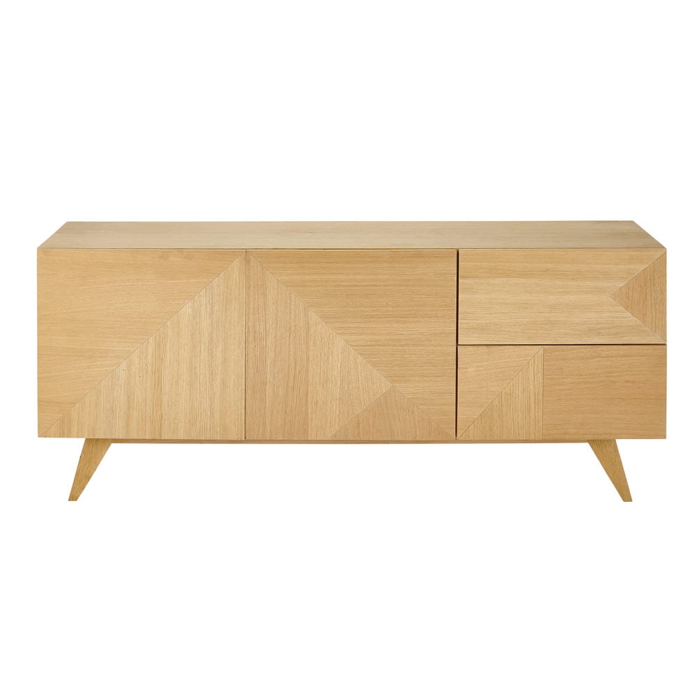 Buffet en bois de chêne massif et placage chêne, L165 cm