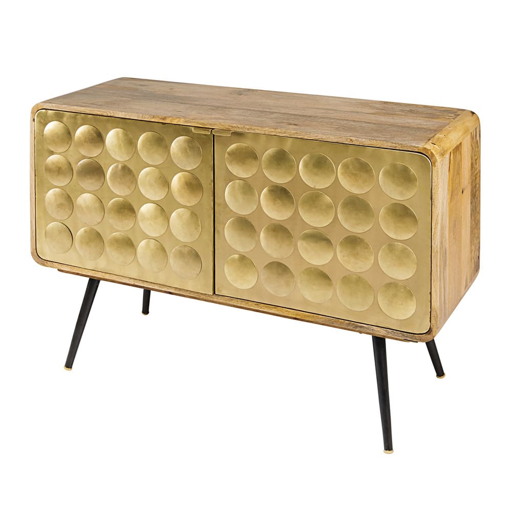 Buffet en bois de manguier et acier coloris laiton, L117 cm — vue 4