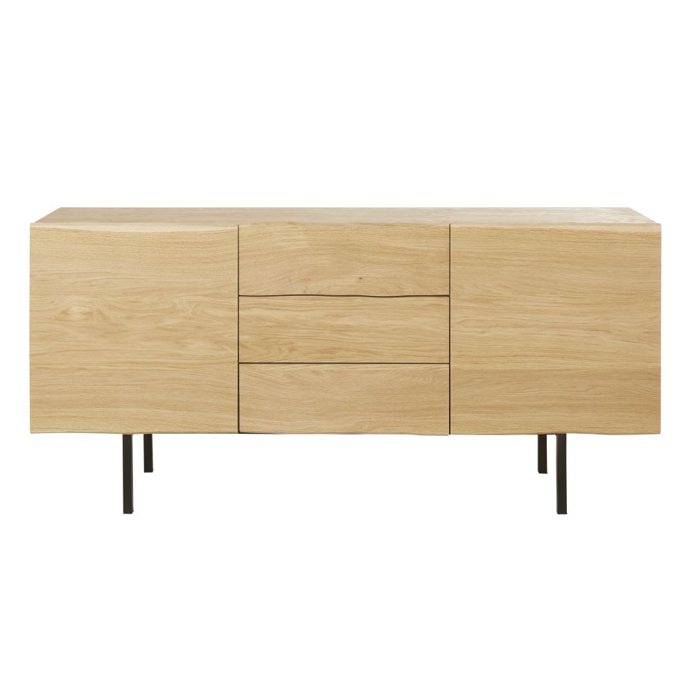 Buffet en placage chêne et acier noir, L165 cm