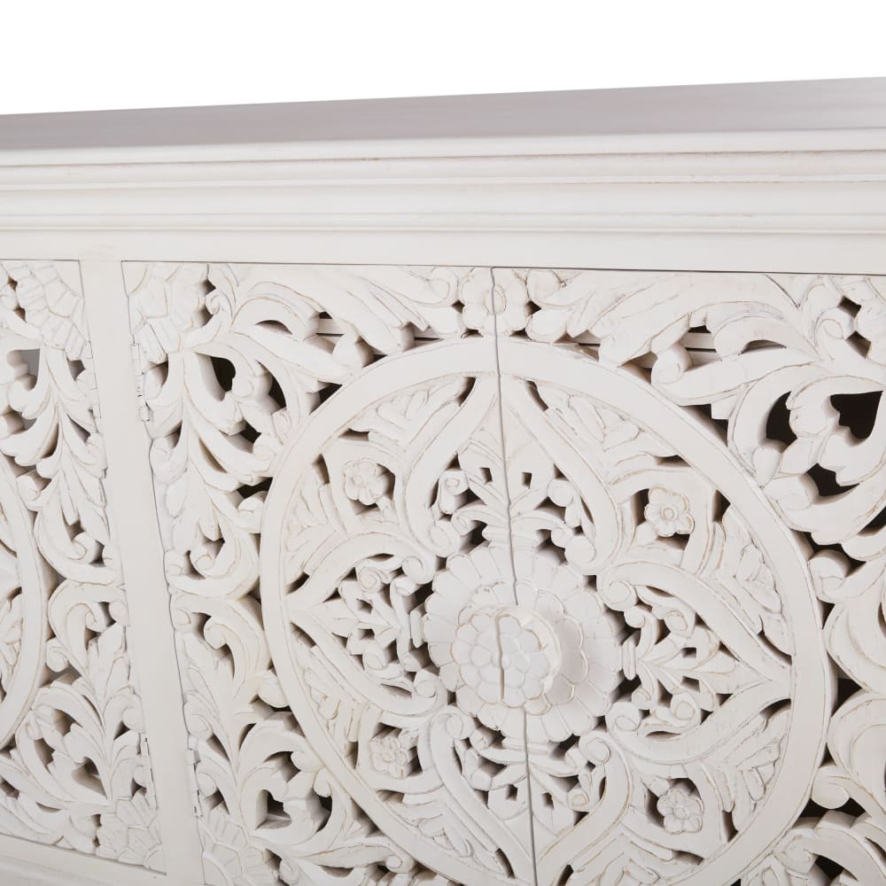 Buffet enfilade en bois de manguier massif blanc, L180 cm — vue 4