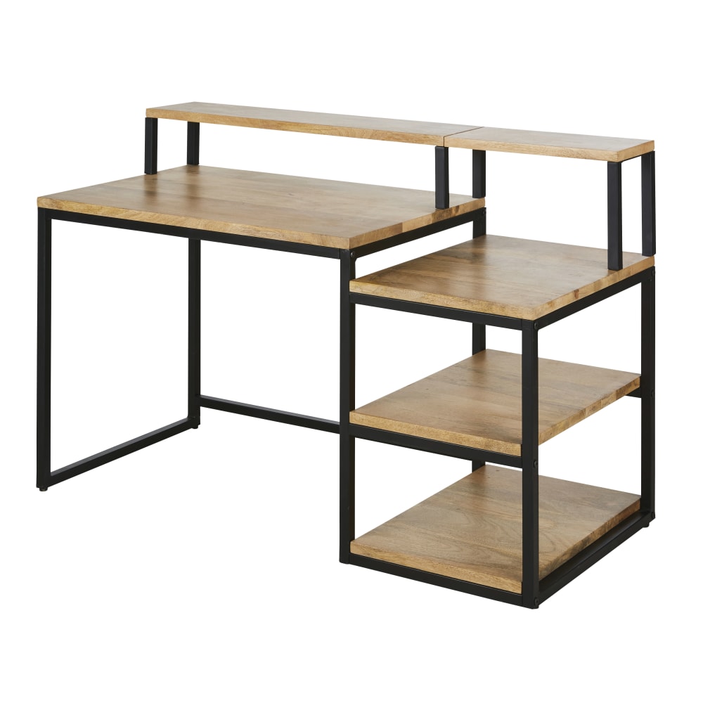 Bureau 3 étagères en bois de manguier et métal noir — vue 3