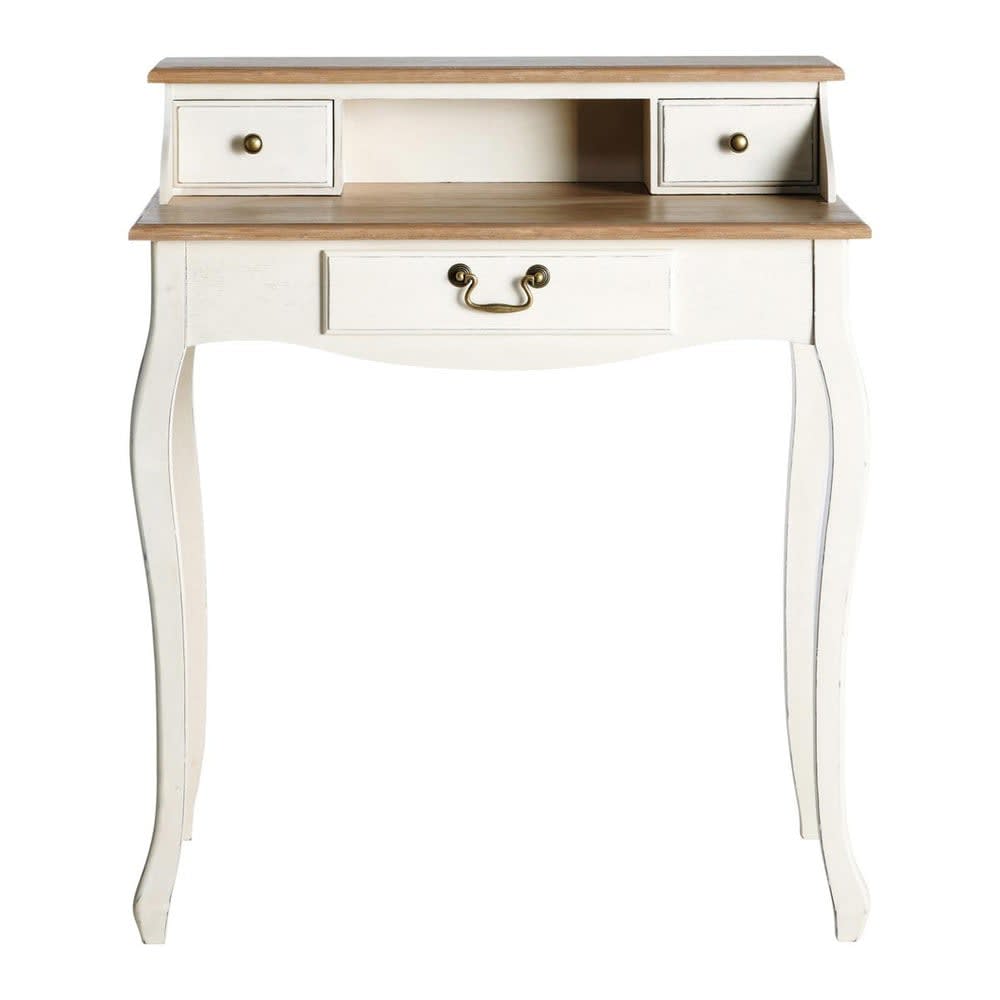 bureau 3 tiroirs crème