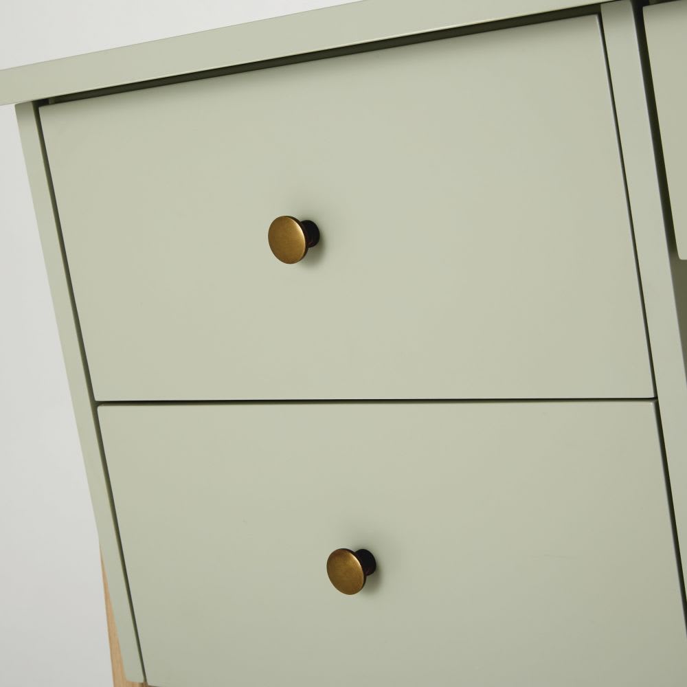 Bureau 3 tiroirs vert et pieds en chêne — vue 4