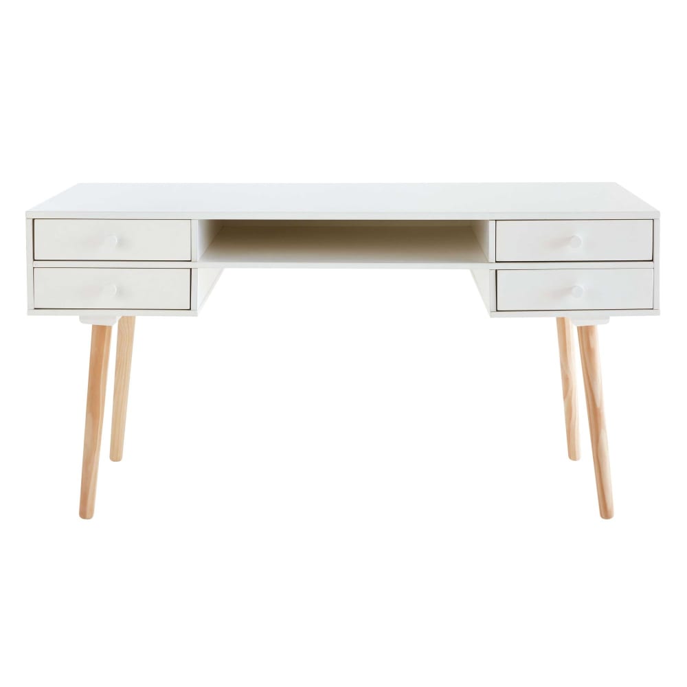 bureau 4 tiroirs blanc
