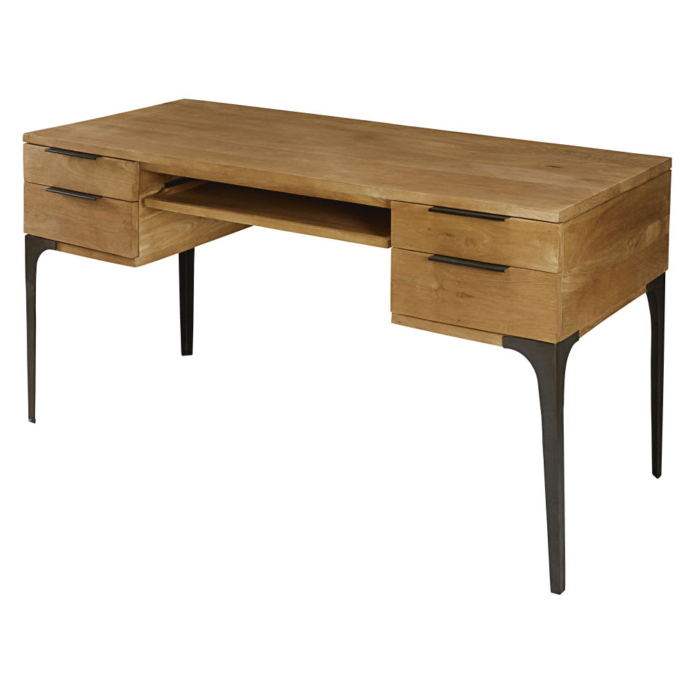Bureau 4 tiroirs en manguier et acacia — vue 3