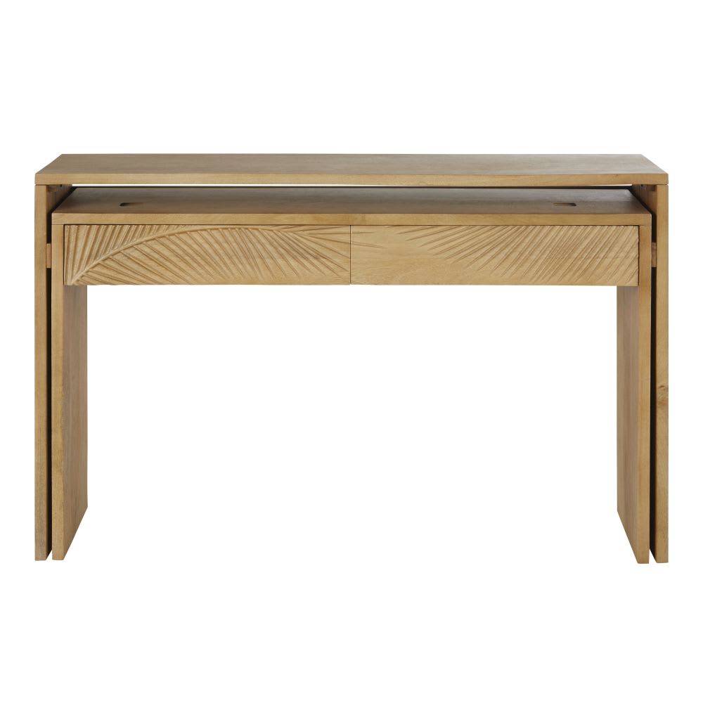 Bureau console 2 tiroirs en manguier massif