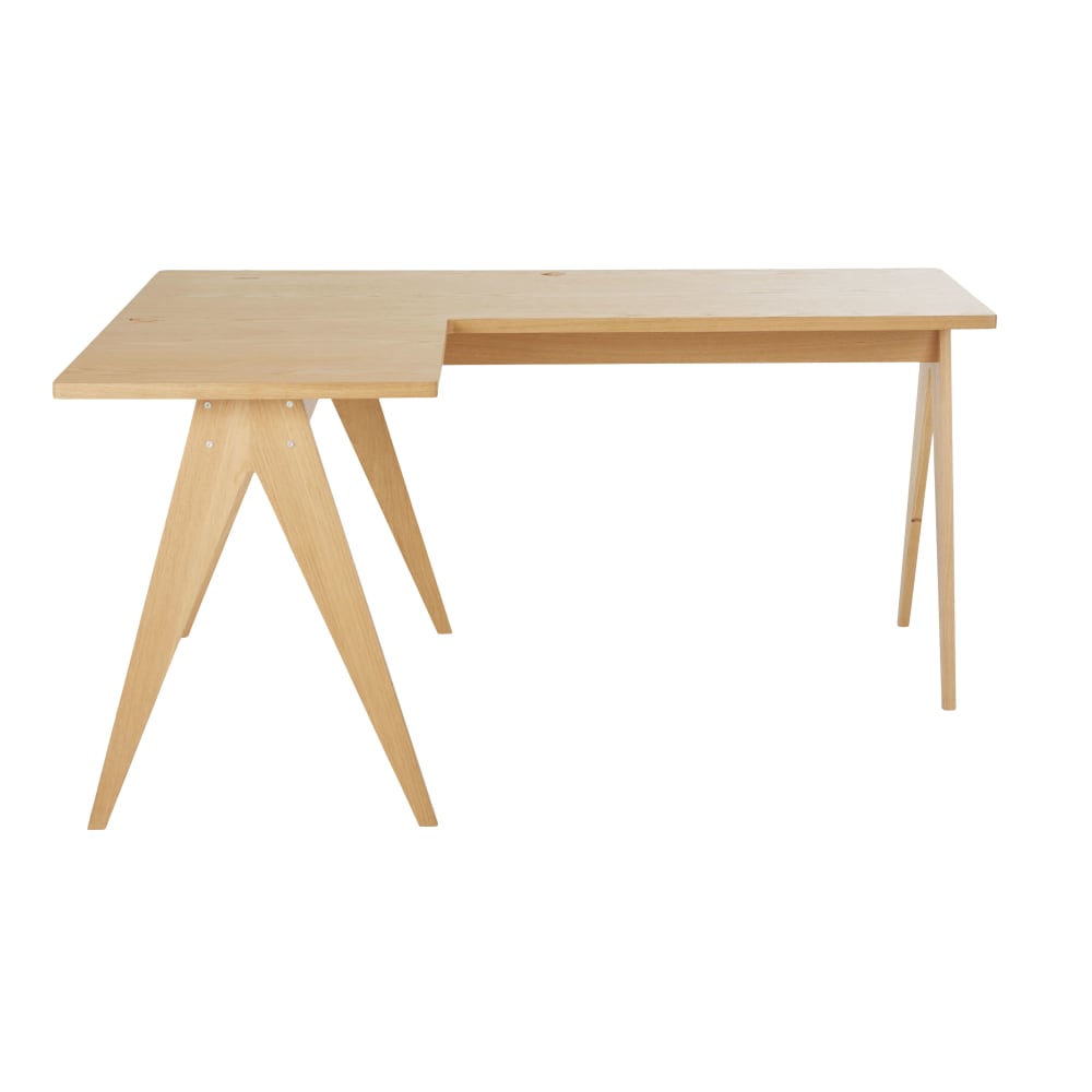 Bureau d'angle professionnel en bois de chêne et placage chêne, L160 cm