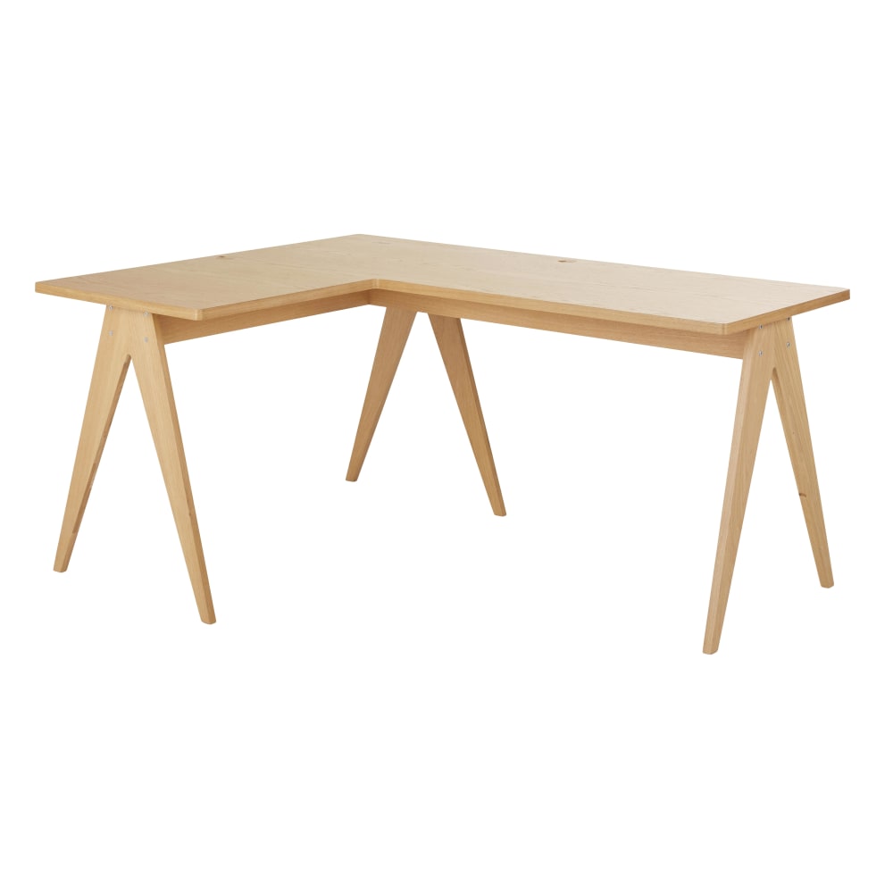 Bureau d'angle professionnel en bois de chêne et placage chêne, L160 cm — vue 3