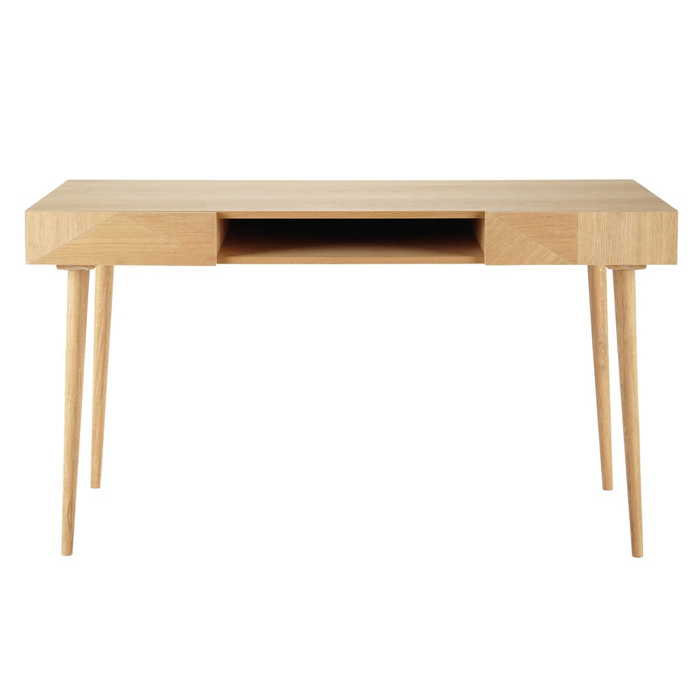 Bureau en bois de chêne et placage chêne, L140 cm