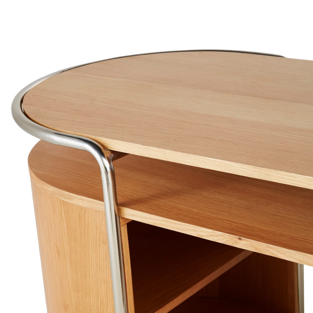 Bureau ovale en bois et acier chromé — vue 4