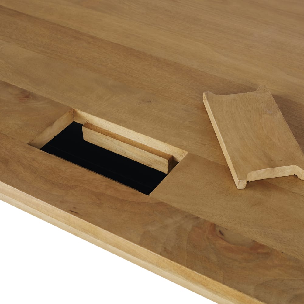 Bureau professionnel en bois de manguier et fer noir L160 — vue 4