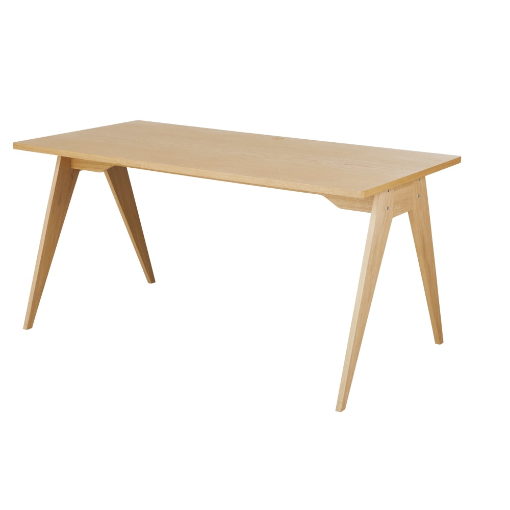 Bureau professionnel en chêne massif et placage chêne, L160 cm — vue 3