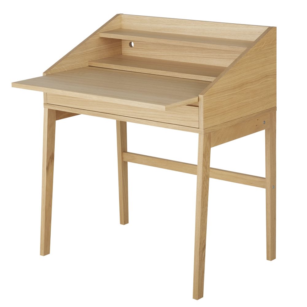 Bureau pupitre beige 1 niche et plateau coulissant