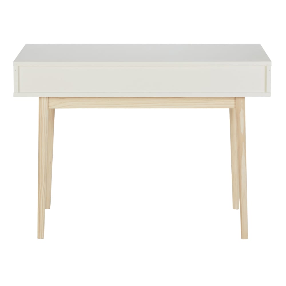 Bureau vintage blanc 2 tiroirs gris et rose — vue 4