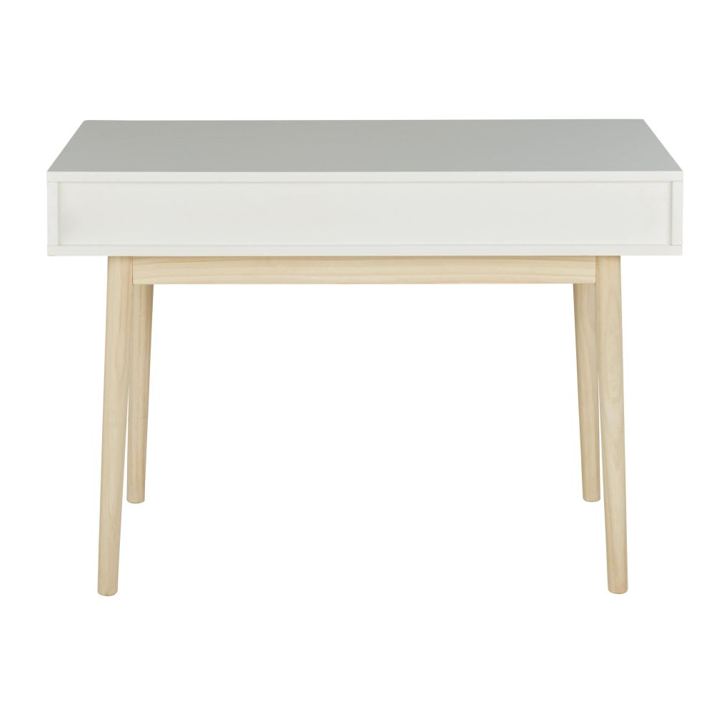 Bureau vintage blanc 2 tiroirs vert — vue 4