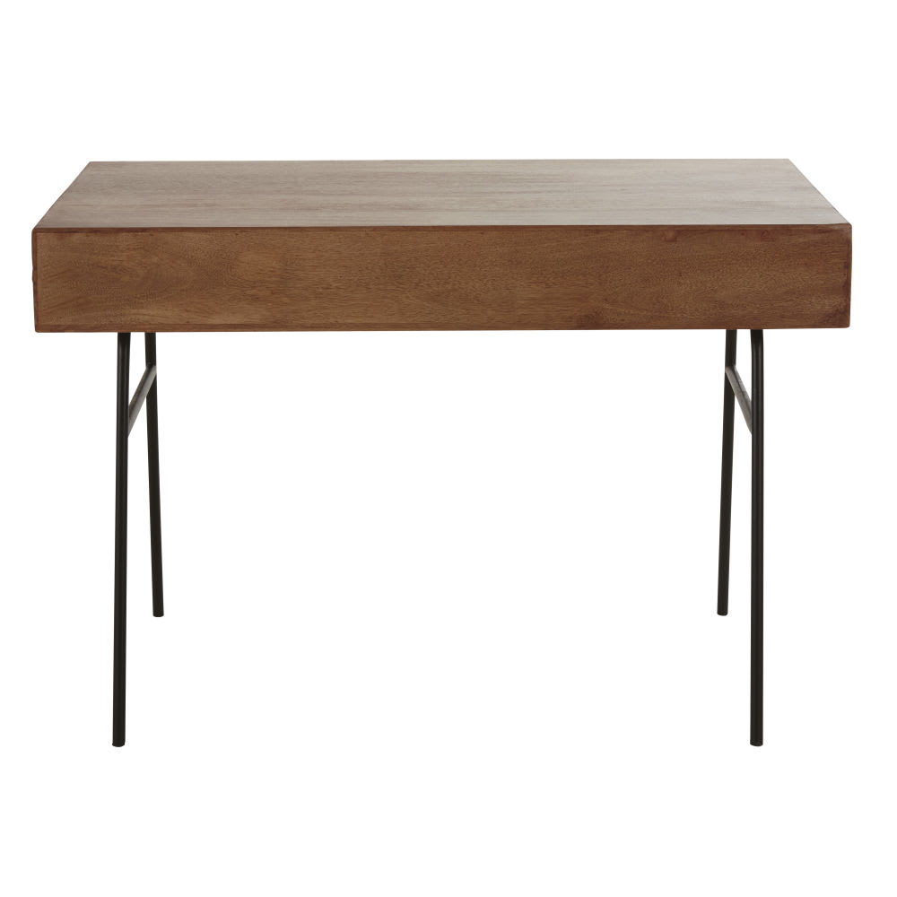 Bureau vintage en manguier massif et métal — vue 4