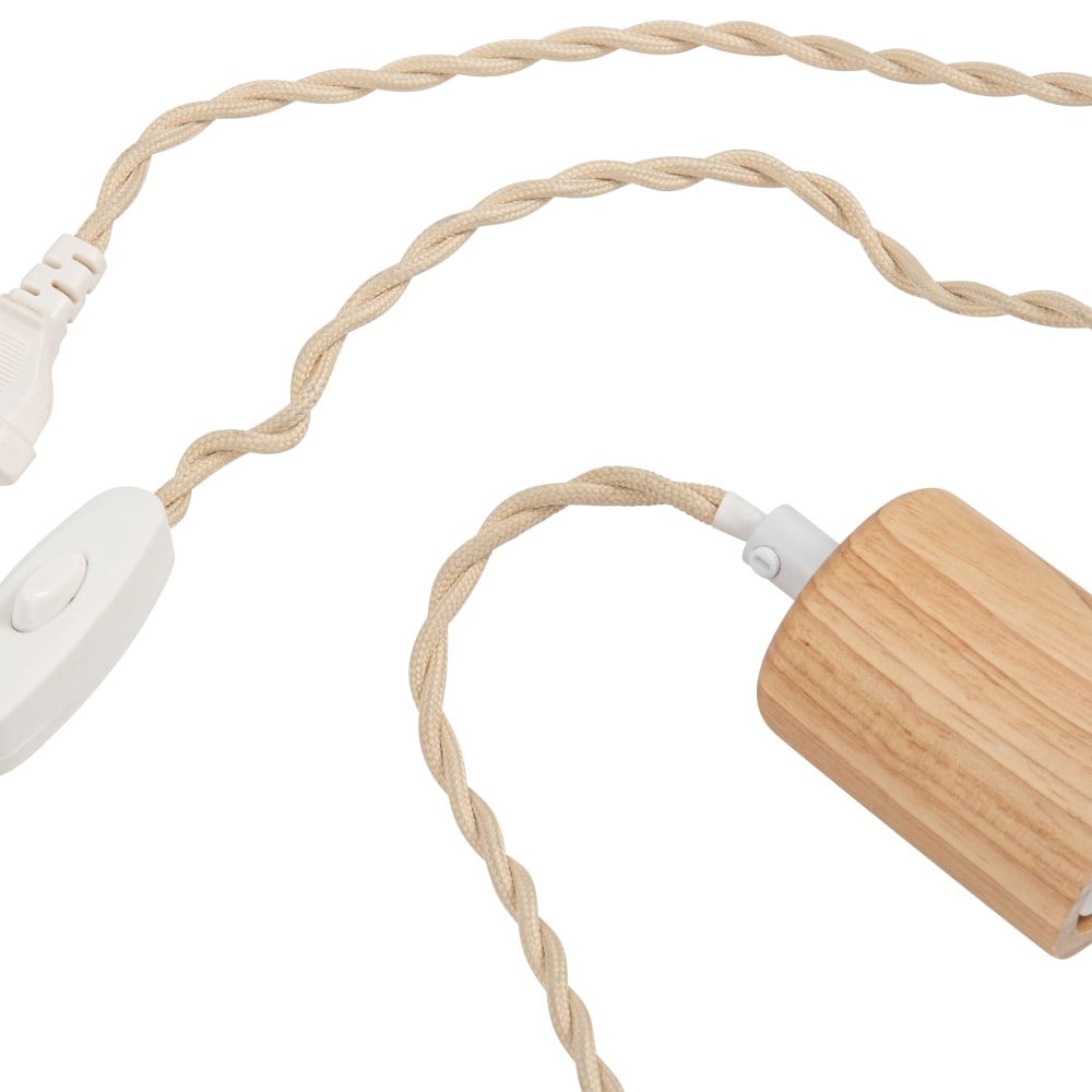 Câble pour suspension en polyester recyclé beige et bois d'hévéa L201 — vue 3