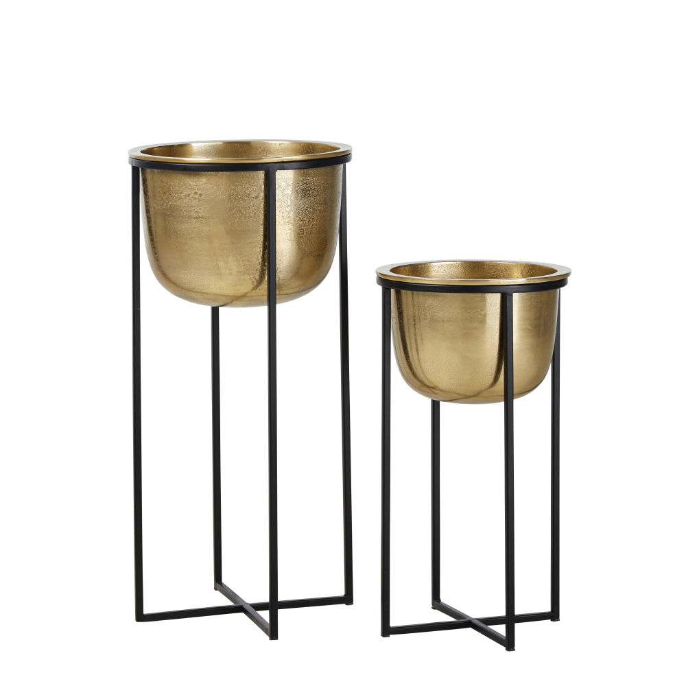 Cache-pots en acier doré