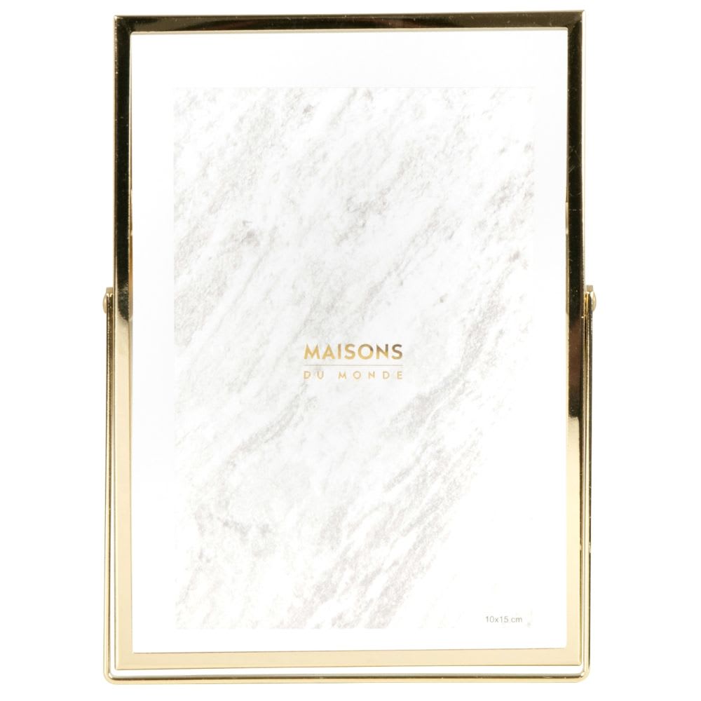 Cadre en verre et acier doré, format 10x15 cm