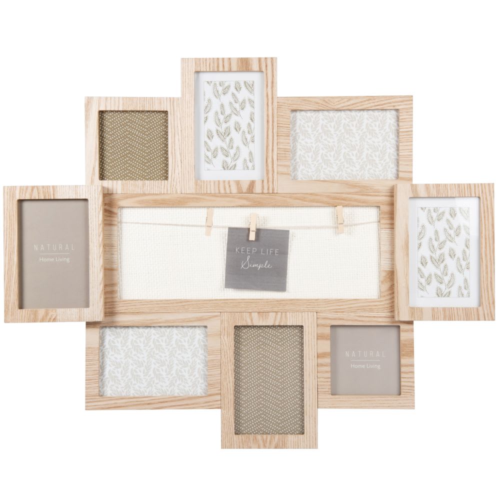 Cadre multivues 8 photos beige, écru et vert, 62x50 cm