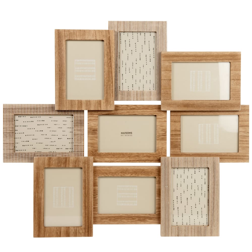 Cadre multivues 9 photos marron, 52x59 cm