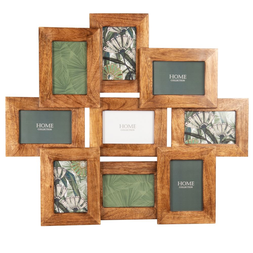 Cadre multivues 9 vues en manguier 58x66