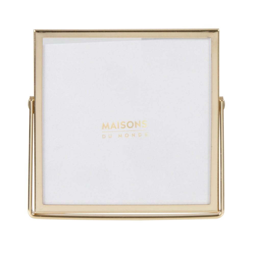 Cadre photo en acier doré, format 10x10 cm