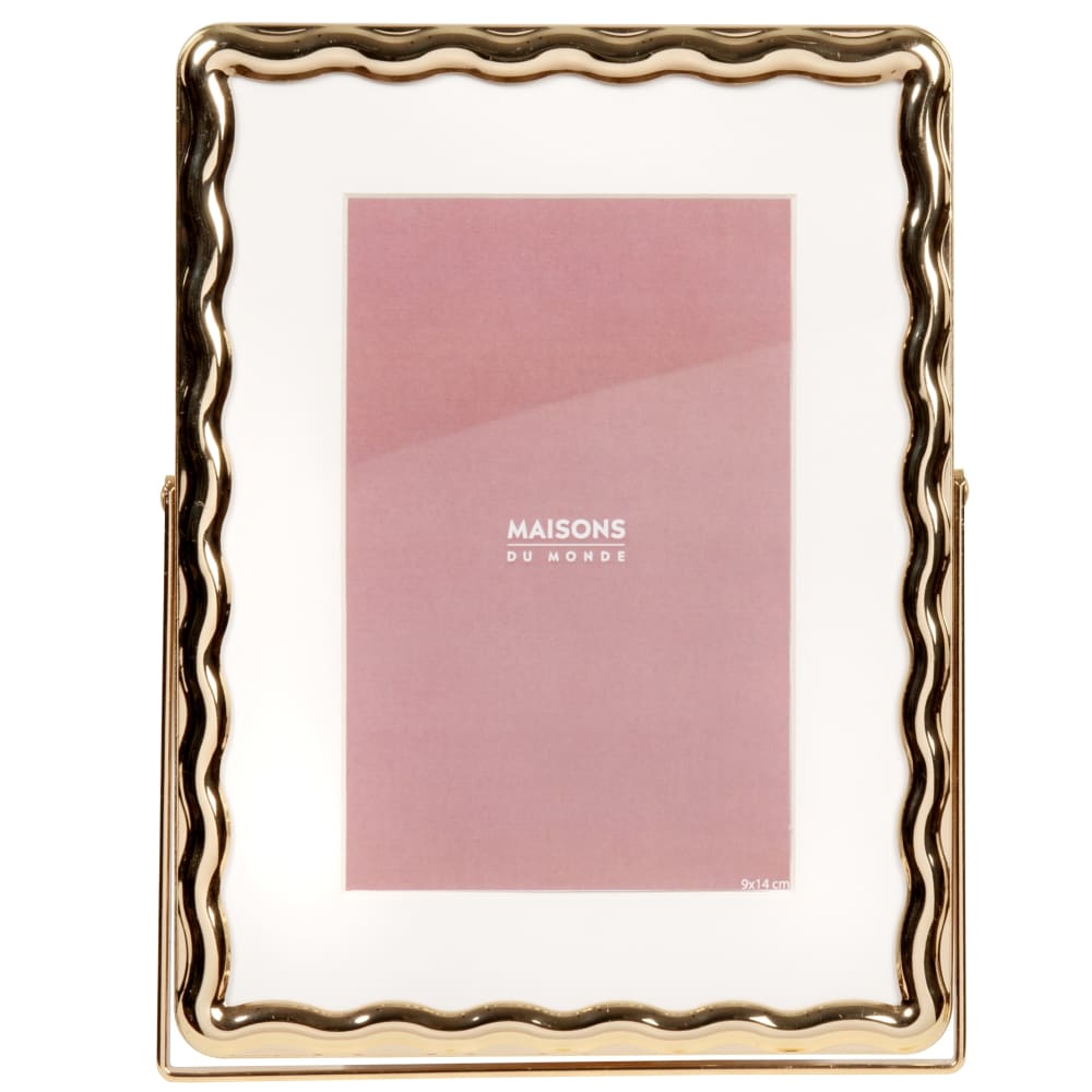 Cadre photo en acier festonné doré, format 10x15 cm