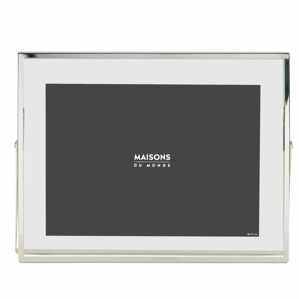 Cadre photo en verre et acier argenté, format 18x13 cm