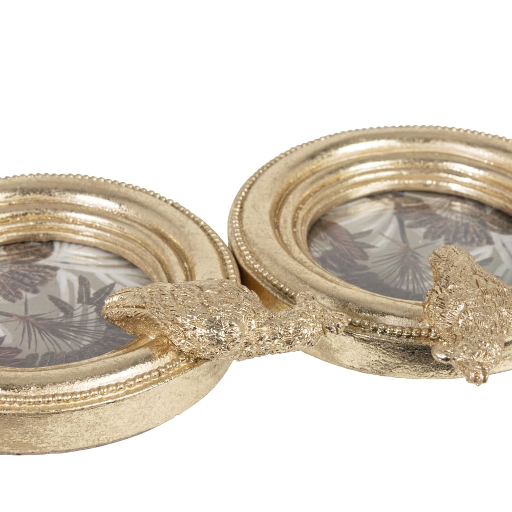 Cadres photos ronds perroquets en résine dorée (x2) 7x7 - Maisons du Monde