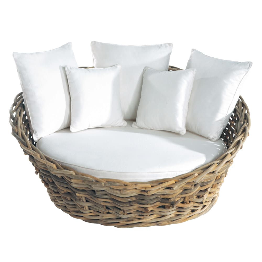 Canapé 1/2 places en rotin